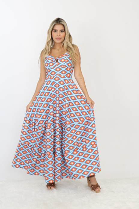 Traje Largo Azul Cielo