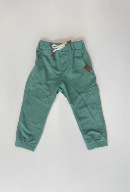 PANTALON LARGO VERDE DE CORDON EN CINTURA