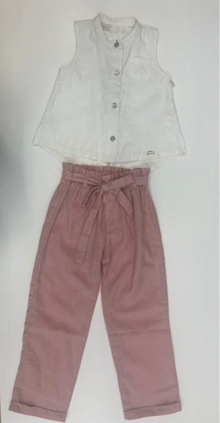 SET SHIRT BLANCA PANT ROSA